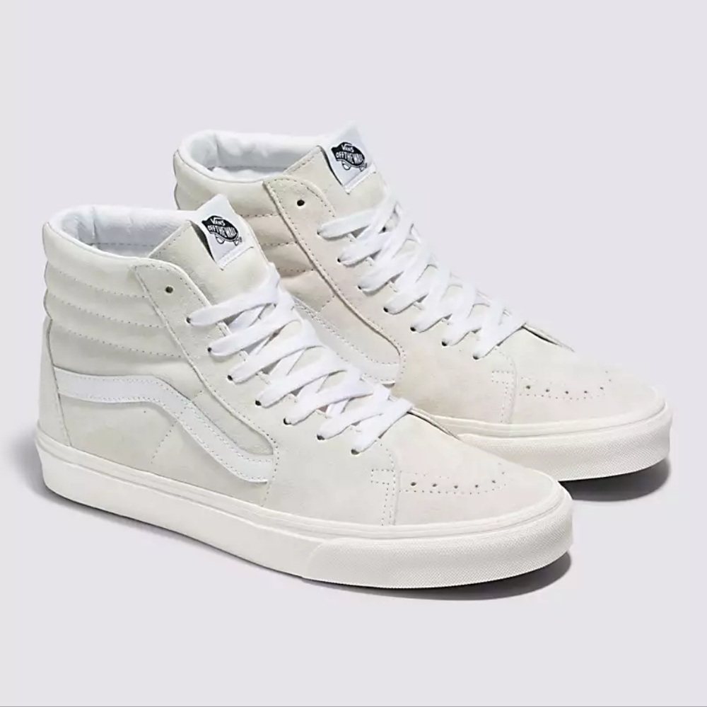 Vans SK8-HI PIG SUEDE SHOE new white high top skate shoe size 8 men 9.5 women